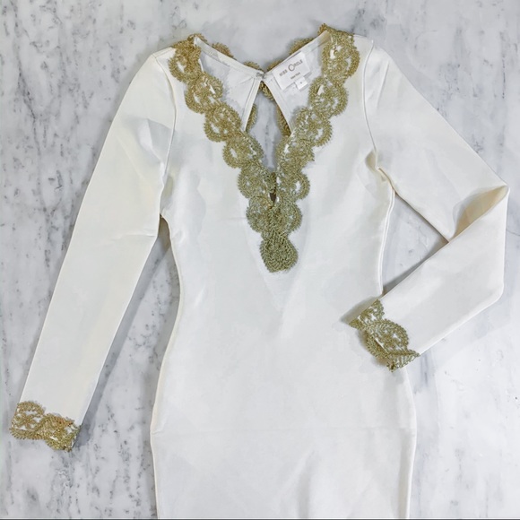 White Knit Bodycon Dress Miss Circle - Picture 2 of 8